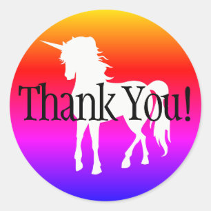 Sticker Rond Unicorn Rainbow Ombre Merci