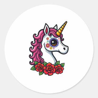 Sticker Rond Unicorn Sugar Skull Mexican Art, Christmas T-Shirt