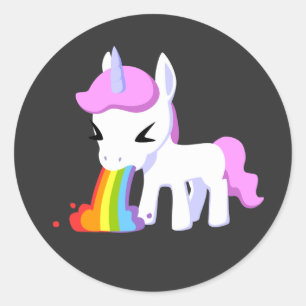 STICKER ROND UNICORN VOMIT DE RAINBOW