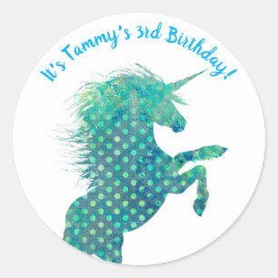 Sticker Rond Unicorne, anniversaire