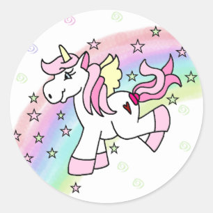 Sticker Rond Unicorne arc-en-ciel