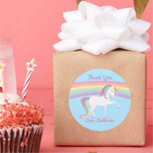 Sticker Rond Unicorne arc-en-ciel