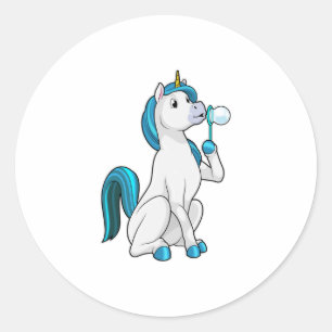 Sticker Rond Unicorne avec bulles de savon