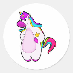 Sticker Rond Unicorne avec étoile