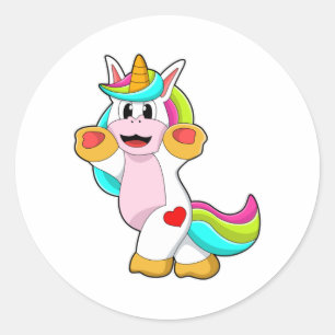Sticker Rond Unicorne avec tatouage cardiaque