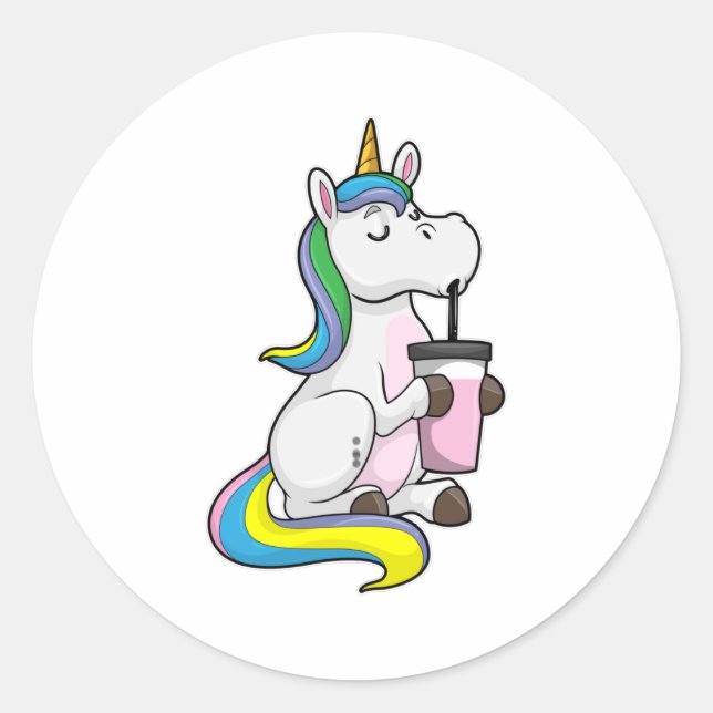 Sticker Rond Unicorne avec thé bulle (Devant)