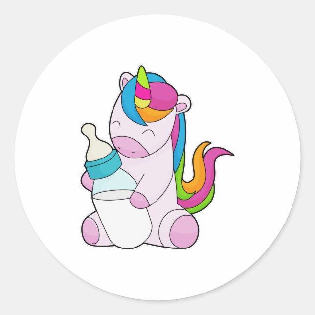 Sticker Rond Unicorne Bouteille de lait (Devant)