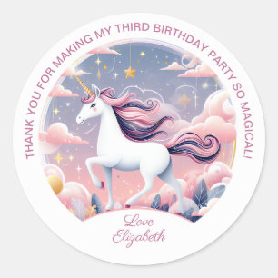 Sticker Rond Unicorne fête d'anniversaire