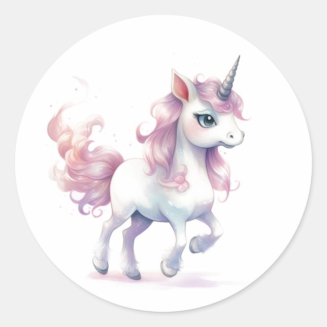 Sticker Rond Unicorne majestueuse avec Mane (Devant)