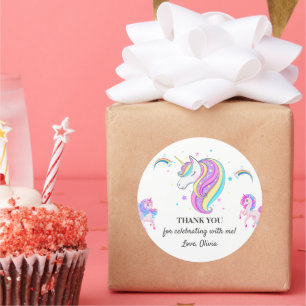 Sticker Rond Unicorne modifiable fête d'anniversaire