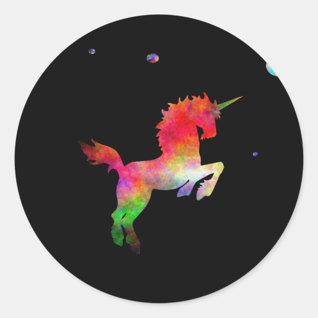 Sticker Rond Unicorne multi-hued Deep Space (Devant)