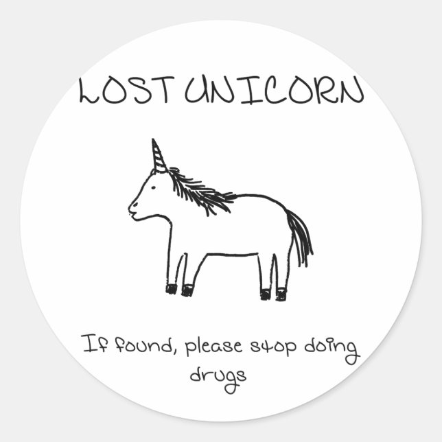 Sticker Rond Unicorne perdue (Devant)