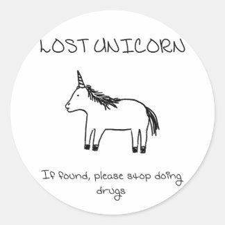 Sticker Rond Unicorne perdue
