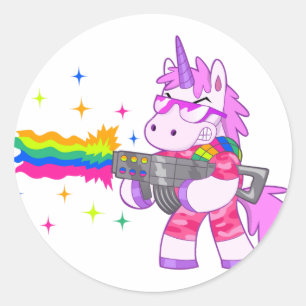 Sticker Rond Unicorne pourpre - Arme