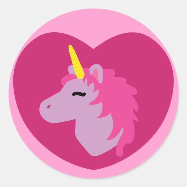 Sticker Rond Unicorne rose (Devant)