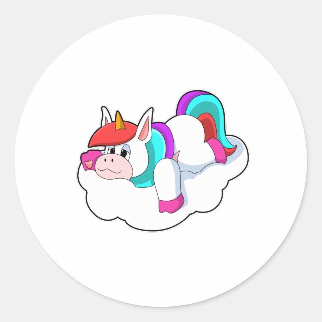 Sticker Rond Unicorne sur les nuages (Devant)