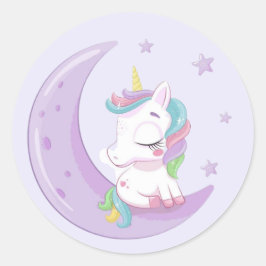 Sticker Rond Unicorne violette