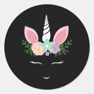 Sticker Rond Unicorne Visage Eyelashes Halloween Costume Avec F