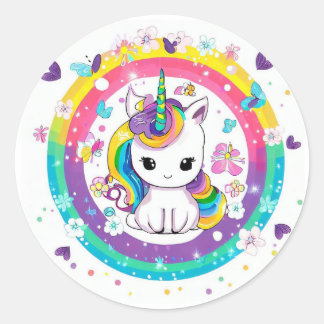 Sticker Rond unicórnio fofo 