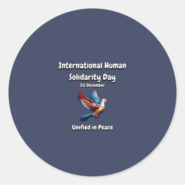 Sticker Rond Unifié en paix. Journée de la solidarité humaine. (Devant)