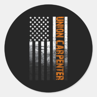 Sticker Rond Union américaine Drapeau carpenter travail du bois