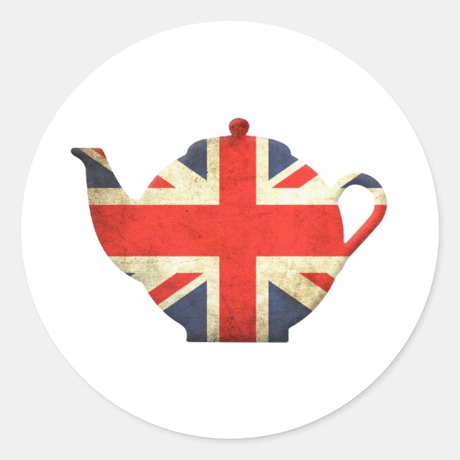 Sticker Rond Union Jack British Teapot (Devant)