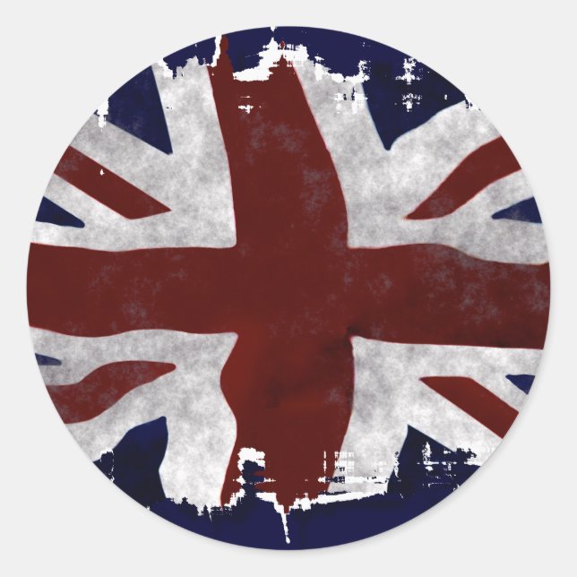 Sticker Rond Union Jack patriotique, drapeau de l'Union britann (Devant)