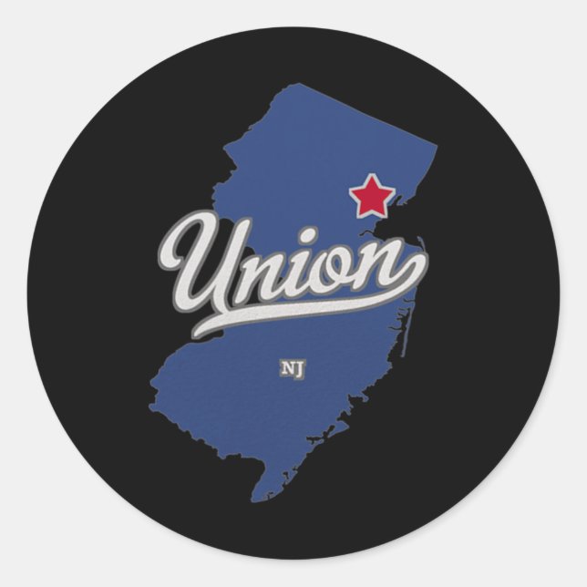Sticker Rond Union New Jersey Nj Map  (Devant)