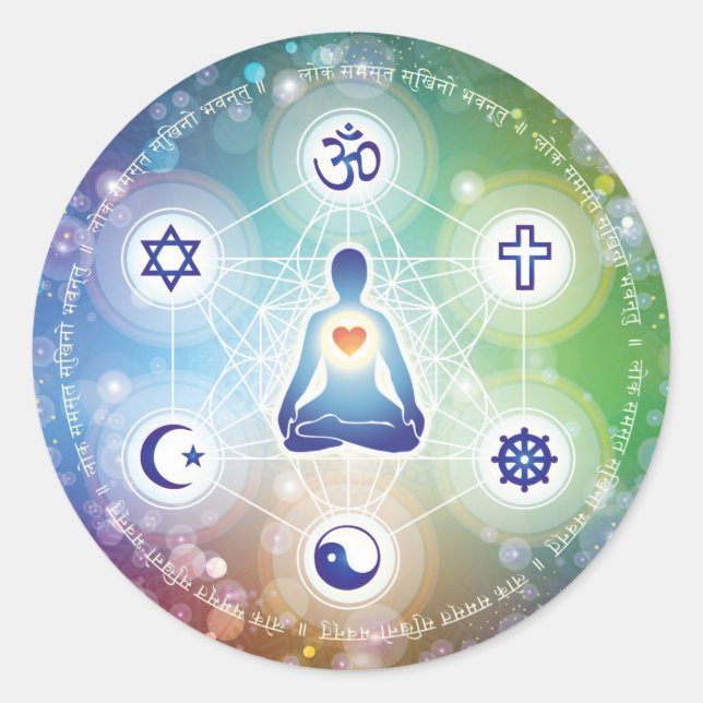 Sticker Rond Union universelle - Que tous soient heureux (Devant)