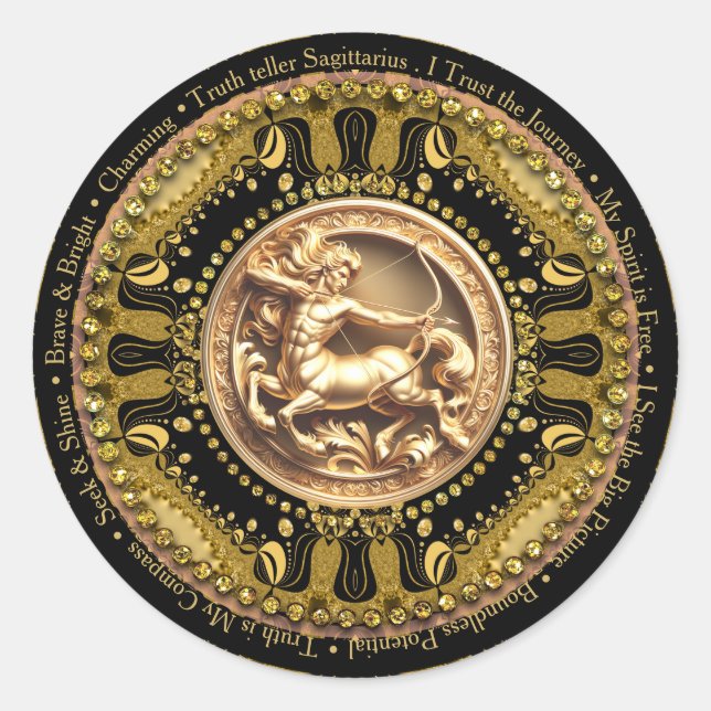Sticker Rond  Unique Astrology Sagittarius Zodiac Affirmations (Devant)