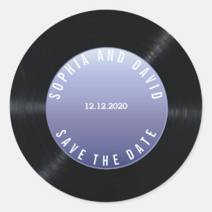 Sticker Rond Unique Retro Vinyl Record Mariage ENREGISTRER LA D