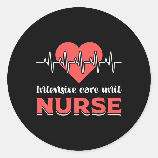 Sticker Rond Unité de soins intensifs Infirmière Médecine de l' (Devant)