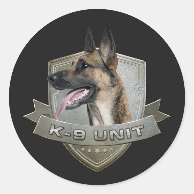 Sticker Rond Unité K9 - Malinois - berger belge (Devant)