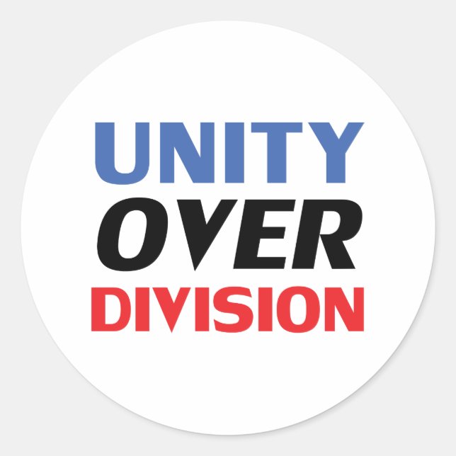 Sticker Rond "Unité sur division" bleu rouge noir blanc (Devant)