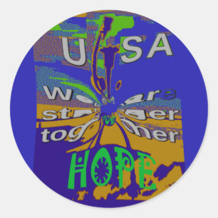 Sticker Rond United USA Hope Stronge Together