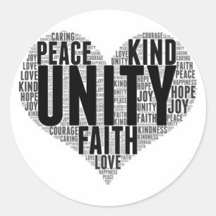 Sticker Rond Unity Wordcloud Be Kind Stop Buller Orange Unity