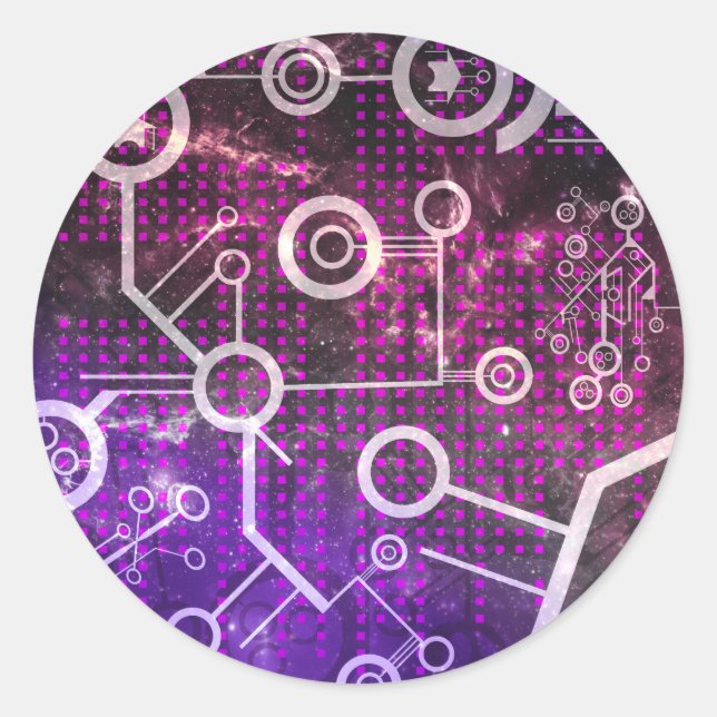 Sticker Rond Univers numérique (Devant)