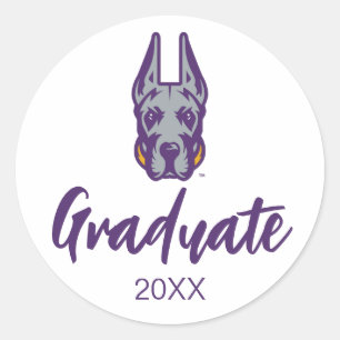 Sticker Rond Université d'Albany Chef de la mascotte Great Dane