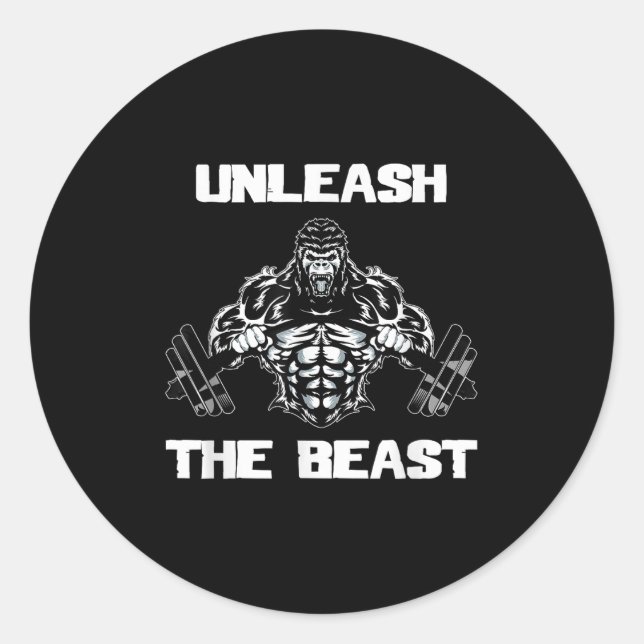 Sticker Rond Unleahe Gorilla Bodybuilding Motivational Gift  (Devant)