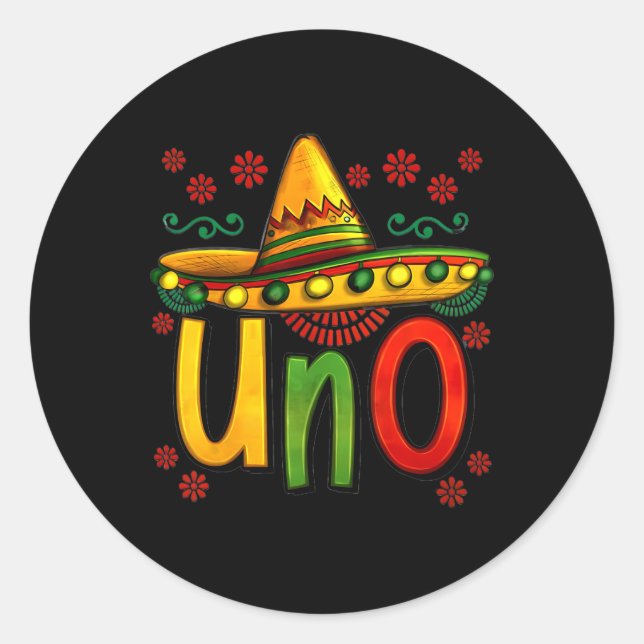 Sticker Rond Uno Mon premier anniversaire mexicain Cinco De May (Devant)