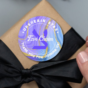 Sticker Rond Upsherin Hébreu personnalisé Monogramme initial