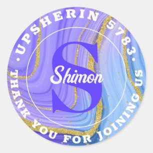 Sticker Rond Upsherin Personnalisé Hébreu Clas Monogrammes Init