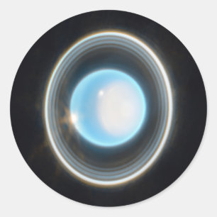 Sticker Rond Uranus planétaire avec anneaux Image JWST