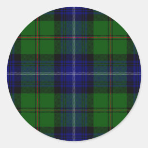 Sticker Rond Urquhart tartan bleu vert plaid