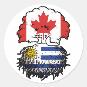 Sticker Rond Uruguay drapeau uruguayen canadien des racines d'a