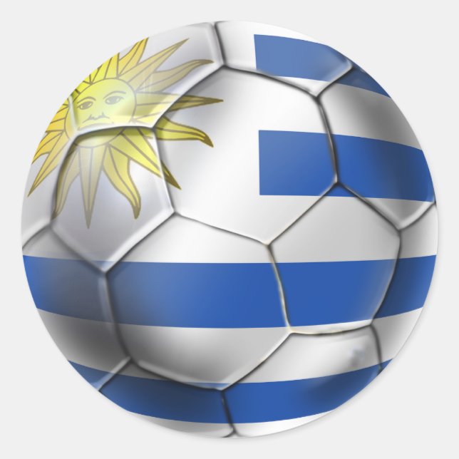 Sticker Rond Uruguay football balle drapeau football Charruas c (Devant)