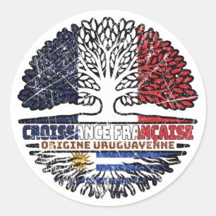 Sticker Rond Uruguay FRANÇAIS FRANÇAIS Drapeau des racines d'ar