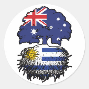 Sticker Rond Uruguay Uruguay Australie Australie racine arbre u