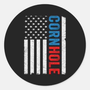 Sticker Rond Us American Flag Corn Hole Bean Bag Toss Player Co