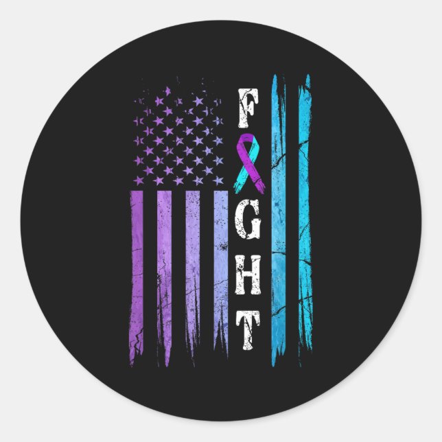 Sticker Rond Us Flag Suicide Prevention Awareness Fight Wear Pu (Devant)